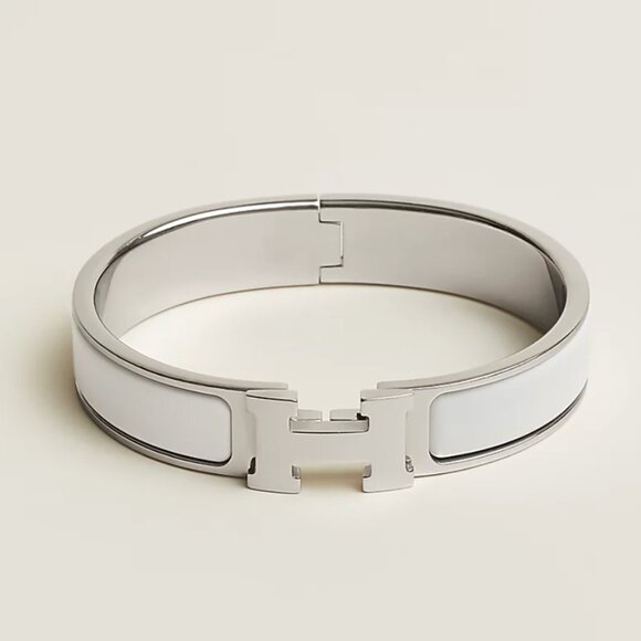 White Hermes Clic H bracelet - Picture 1 of 7